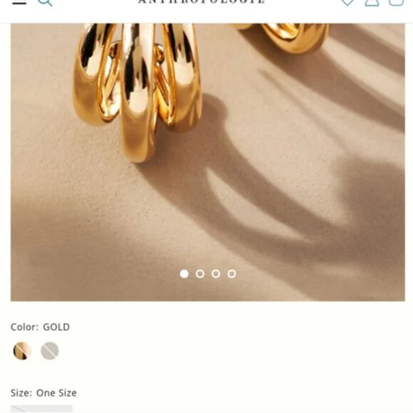 ANTHRO ALEX TRIPLE RING GOLD HOOPS - Picture 4 of 7